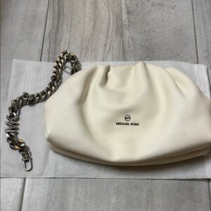 Michael Kors Cream Soft clutch with removable Silver Chain Strap